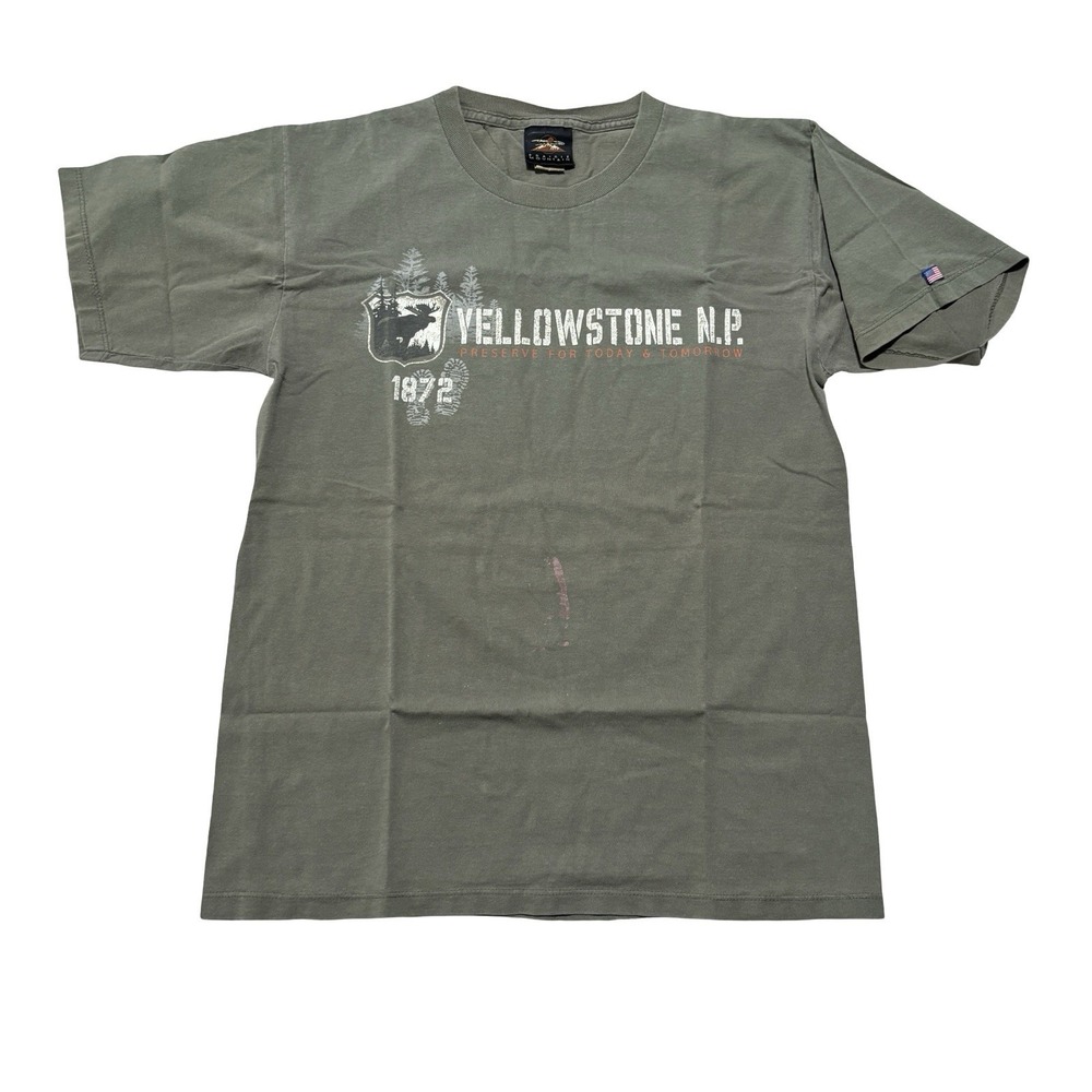 Vintage Yellowstone National Park Preservation T Shirt Green Size Medium 19 x 26